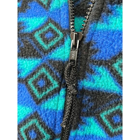 Vtg Columbia Fleece Pullover Made in USA Mens M Blue Aztec Geometric 1/4 Zip - Picture 5 of 9